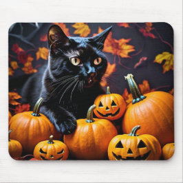 HerbstHalloween Black Cat & Pumpkins Mouse Pad Mousepad