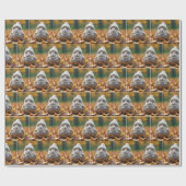 HerbstHamster in einer Walnuss-Muschel Geschenkpapier (Flach)