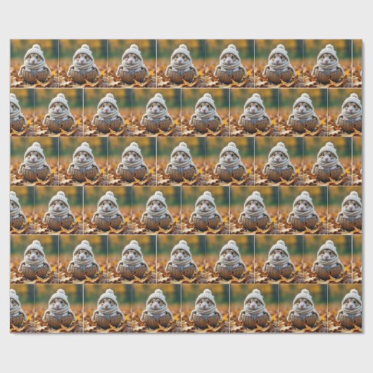 HerbstHamster in einer Walnuss-Muschel Geschenkpapier (Flach)