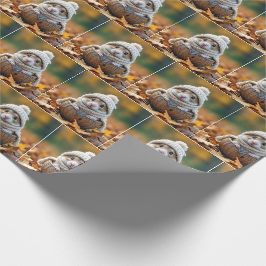 HerbstHamster in einer Walnuss-Muschel Geschenkpapier (Ecke)