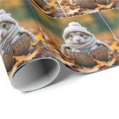 HerbstHamster in einer Walnuss-Muschel Geschenkpapier (Rolleneckpunkt)