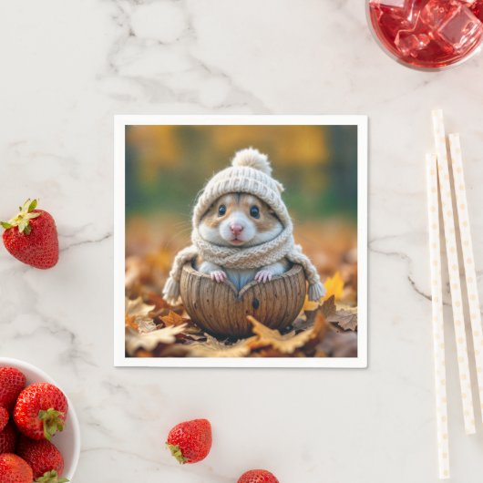 HerbstHamster in einer Walnuss-Muschel Serviette (Beispiel)