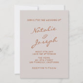 Herbsthandgeschriebene Pinstripes Foto Hochzeit Einladung (Vorderseite)