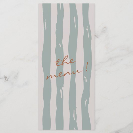 Herbsthandgeschriebene Trauben von Earthy Pinstrip Menükarte (Rückseite)