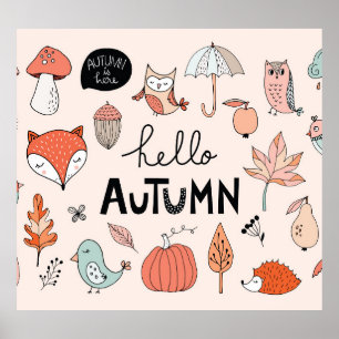 Herbsthandgezeichnet, Saisonsammlung. Poster