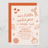 Herbsthandgezeichnete unsere kleine Süsse Pie 2. G Einladung (Vorne/Hinten)