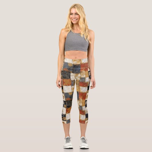 Herbstharmonie: Blumenmuster Capri Leggings (Vorderseite)