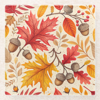 Herbstharmonie: Ein farbenfrohes Herbstmuster Glasuntersetzer
