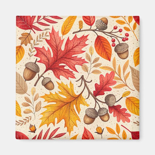 Herbstharmonie: Ein farbenfrohes Herbstmuster Magnet (Vorne)