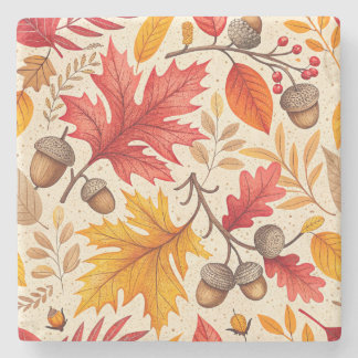 Herbstharmonie: Ein farbenfrohes Herbstmuster Steinuntersetzer