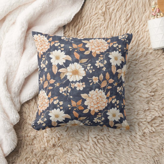 Herbsthaus Fall Throw Blue Floral Kissen (Decke)