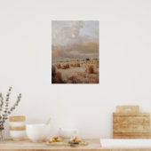 Herbstheufeldmalerei, Vintage Kunst, Ölfarbe Poster (Küche)