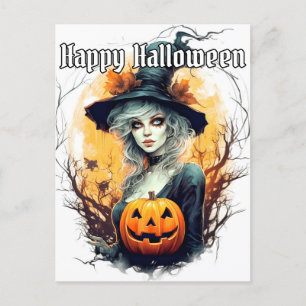 Herbsthexe Frohe Halloween Postkarte