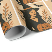 Herbsthexe mit Pumpkin | Vintag Halloween Geschenkpapier (Rolleneckpunkt)