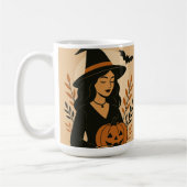 Herbsthexe mit Pumpkin | Vintag Halloween Kaffeetasse (Links)