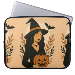 Herbsthexe mit Pumpkin | Vintag Halloween Laptopschutzhülle