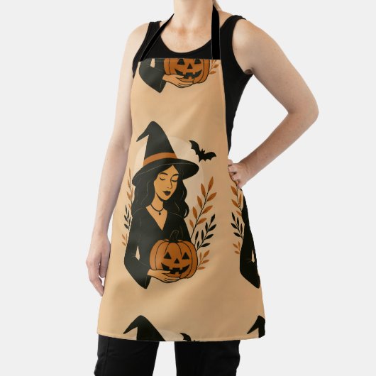 Herbsthexe mit Pumpkin | Vintag Halloween Schürze (InSitu)