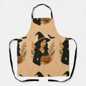 Herbsthexe mit Pumpkin | Vintag Halloween Schürze (Vorderseite)