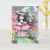 Herbsthexe und 3 Katzen-Karte Karte (Gelbe Blume)