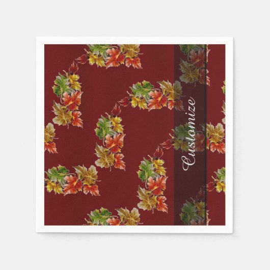 Herbsthinterlassen Muster Burgund Red Napkins Serviette (Vorderseite)