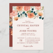 Herbsthochzeit bei Rust Fall Floral Field Blume Einladung (Vorne/Hinten)