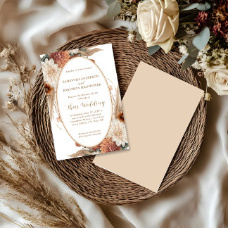 Herbsthochzeit Boho Floral Oval | Einladung