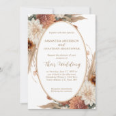 Herbsthochzeit Boho Floral Oval | Einladung (Vorderseite)