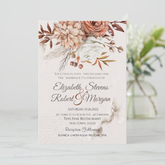 Herbsthochzeit der Blume Einladung (Stehend Vorderseite)