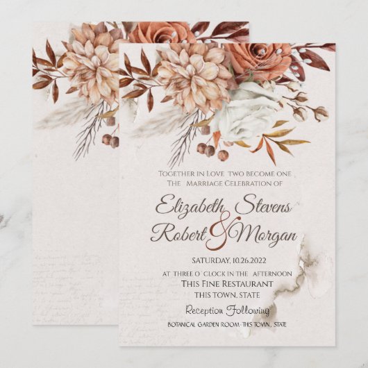 Herbsthochzeit der Blume Einladung (Vorne/Hinten)