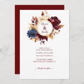 Herbsthochzeit der Marine Burgund Einladung (Vorne/Hinten)