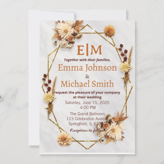 Herbsthochzeit Einladung (Vorderseite)