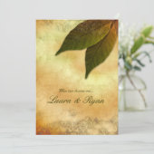 Herbsthochzeit Einladung 2 Blätter Grüne Creme (Stehend Vorderseite)