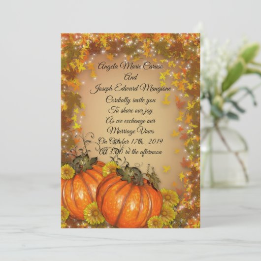 Herbsthochzeit Einladung "Herbstfarben" (Stehend Vorderseite)