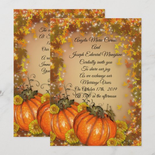 Herbsthochzeit Einladung "Herbstfarben" (Vorne/Hinten)