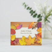 Herbsthochzeit, Herbstfarben, Save the Date Postkarte (Stehend Vorderseite)