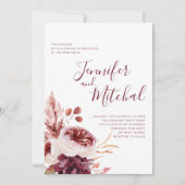 Herbsthochzeit in Burgund & Pink Einladung (Vorderseite)