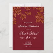 Herbsthochzeit in Burgund und Gold-Leaf Einladung (Vorderseite)