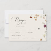 Herbsthochzeit in Elfenbein-Wildblumen Kalligrafie RSVP Karte (Vorderseite)