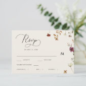 Herbsthochzeit in Elfenbein-Wildblumen Kalligrafie RSVP Karte (Stehend Vorderseite)