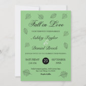 Herbsthochzeit in Liebe - Grüne Blätter Einladung (Vorderseite)