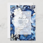 Herbsthochzeit in Navy Blue, Silver und White Flor Einladung (Vorderseite)