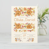 Herbsthochzeit in Orange und Beige Einladung (Stehend Vorderseite)