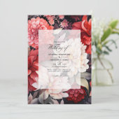 Herbsthochzeit in Schwarz, Weiß und Rot Einladung (Stehend Vorderseite)