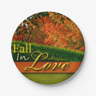 Herbsthochzeit Landschaftlicher Fall in Liebe Foli Pappteller