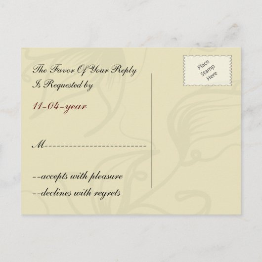 Herbsthochzeit mit Cranberry fallleaf Einladungspostkarte (Rückseite)