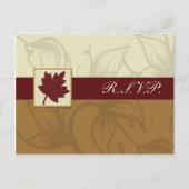 Herbsthochzeit mit Cranberry fallleaf Einladungspostkarte (Vorderseite)