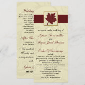 Herbsthochzeit mit Cranberry fallleaf Programm (Vorne/Hinten)