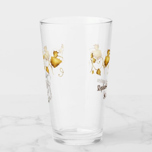 Herbsthochzeit mit Namen und Datum in der Liebe Glas (Links)