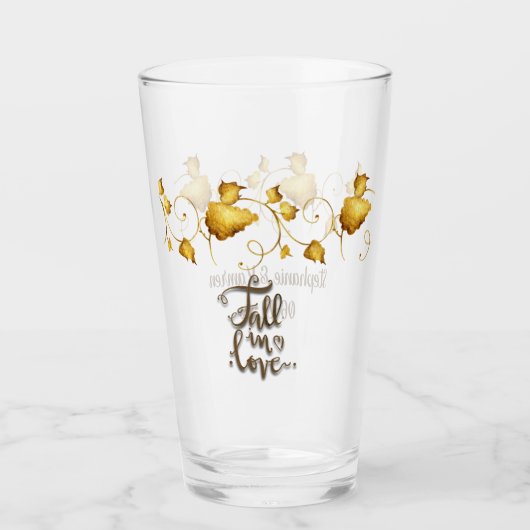 Herbsthochzeit mit Namen und Datum in der Liebe Glas (Vorderseite)