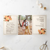 Herbsthochzeit Rustikales Foto Dreifach Gefaltete Einladung (Innenseite)